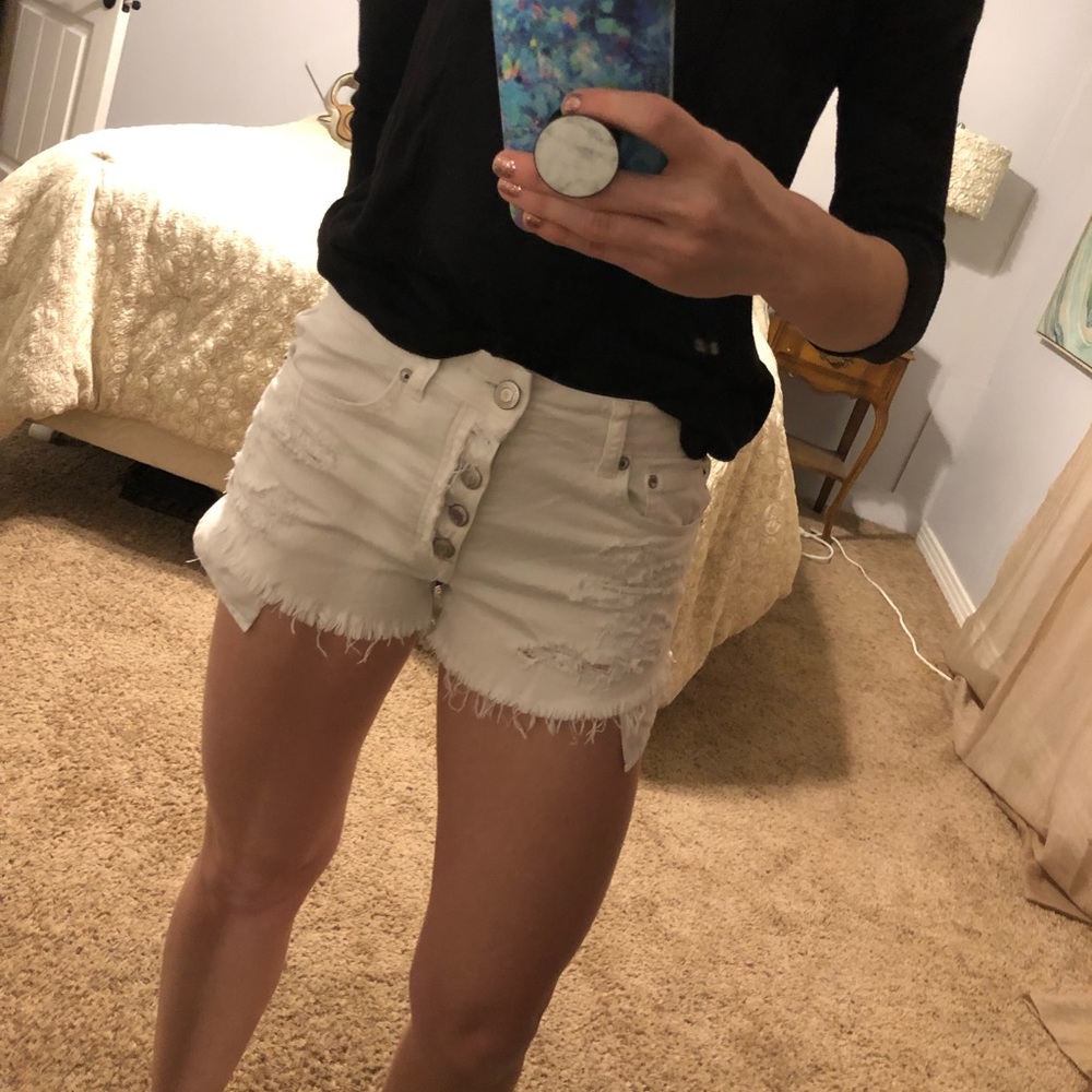 American eagle white jean shorts
